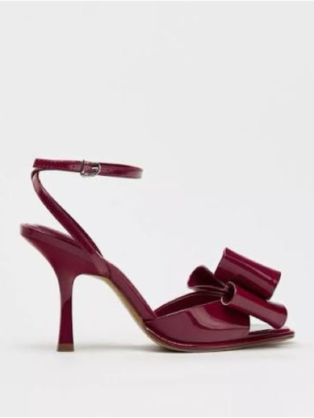 Zara Red Patent Bow Strappy High Heel Sandals - Women